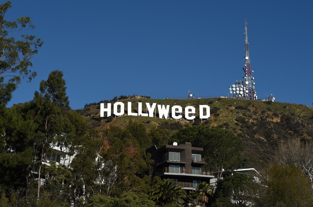 Following the legalization of recreational marijuana, pranksters altered the Hollywood Sign to 