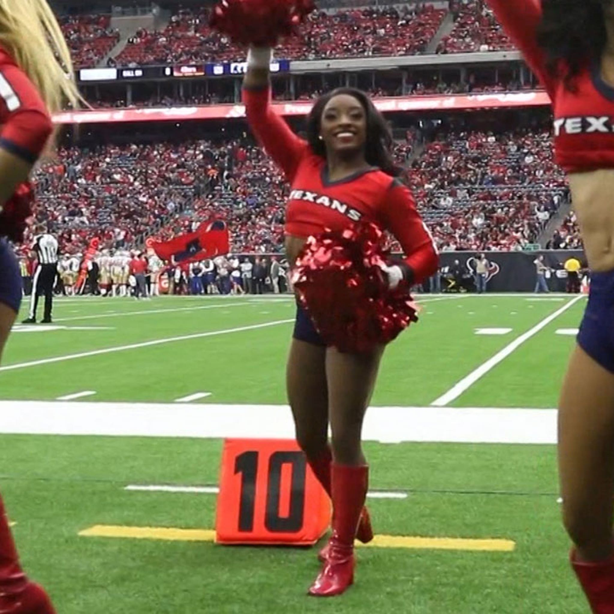 simone biles crushes texans cheerleading debut mostly simone biles crushes texans cheerleading debut mostly