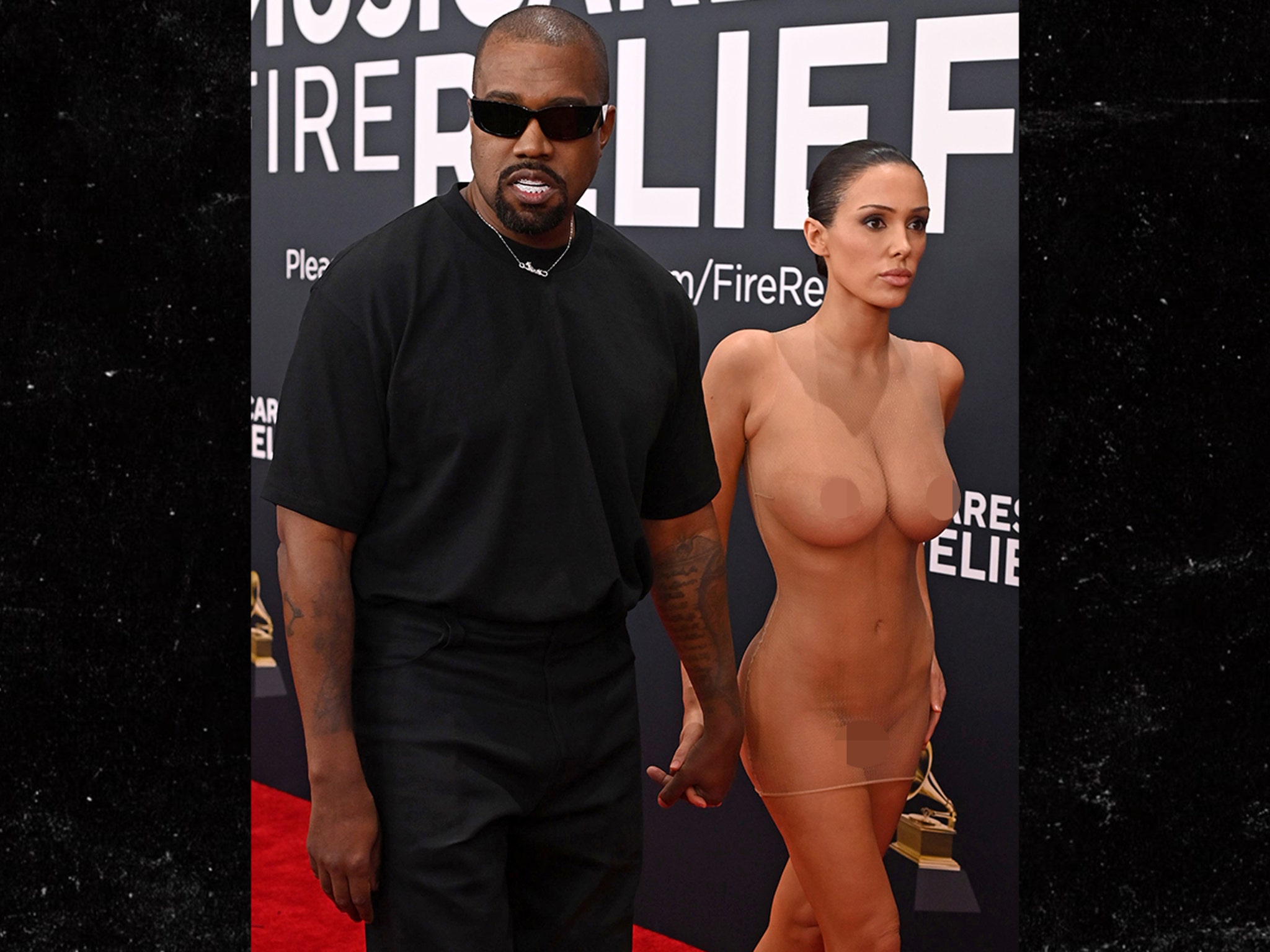 kanye west wife red carpet dress uncensored YE WEST AND BIANCA CENSORI'S GRAMMYS LOOK: X-RATED OR JUST X-TRA?: See-through dress leaves everyone speechless!
