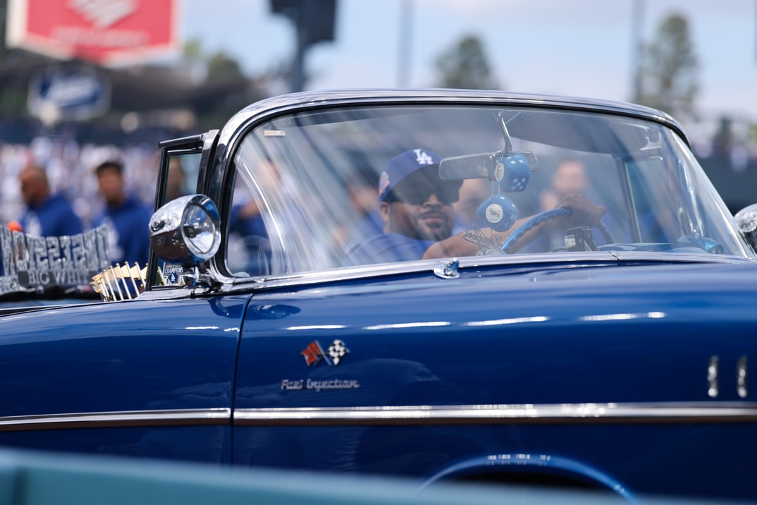 Ice Cube Delivers World Series Trophy in Style at Dodger Stadium