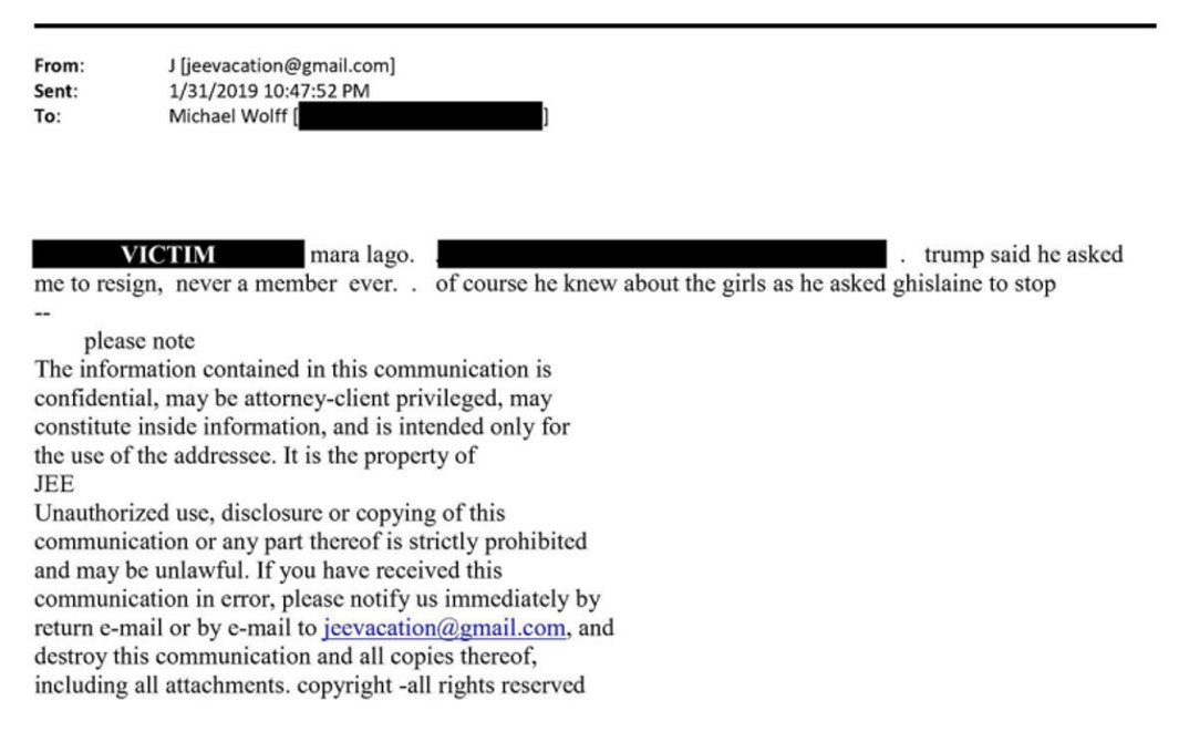 Jeffrey Epstein Emails Mentioning Trump 1