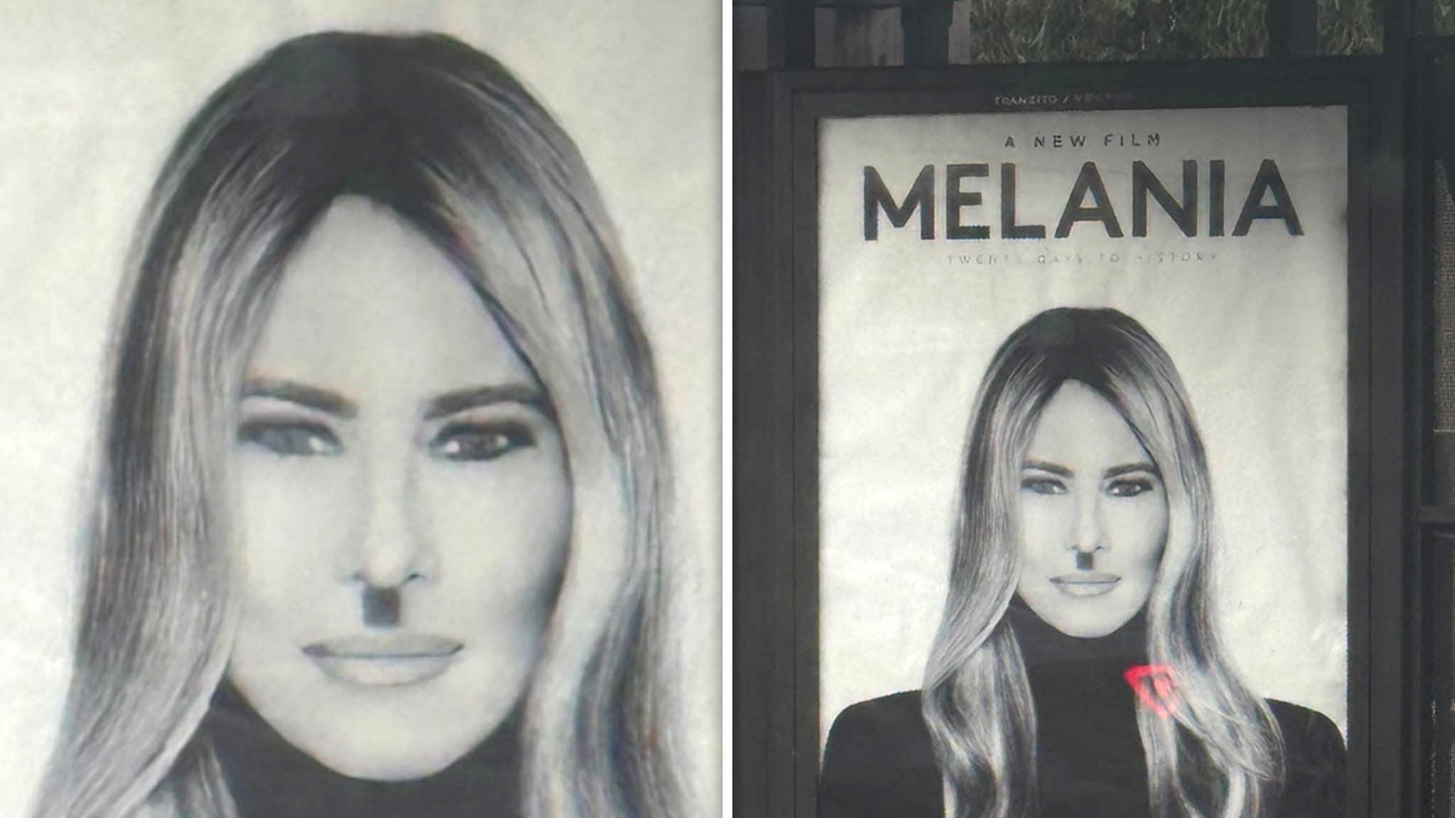 Melania Trump Movie Posters Defaced With Hitler ‘Stache Across L.A. Melania Trump Movie Posters Defaced With Hitler ‘Stache Across L.A.