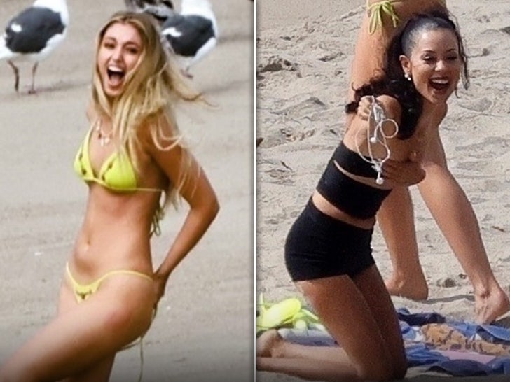 Bella Podaras has Wardrobe Malfunction with Alexa Demie in Malibu