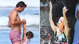 Tom Brady Plays Shirtless Beach Games with Kids While Gisele Works