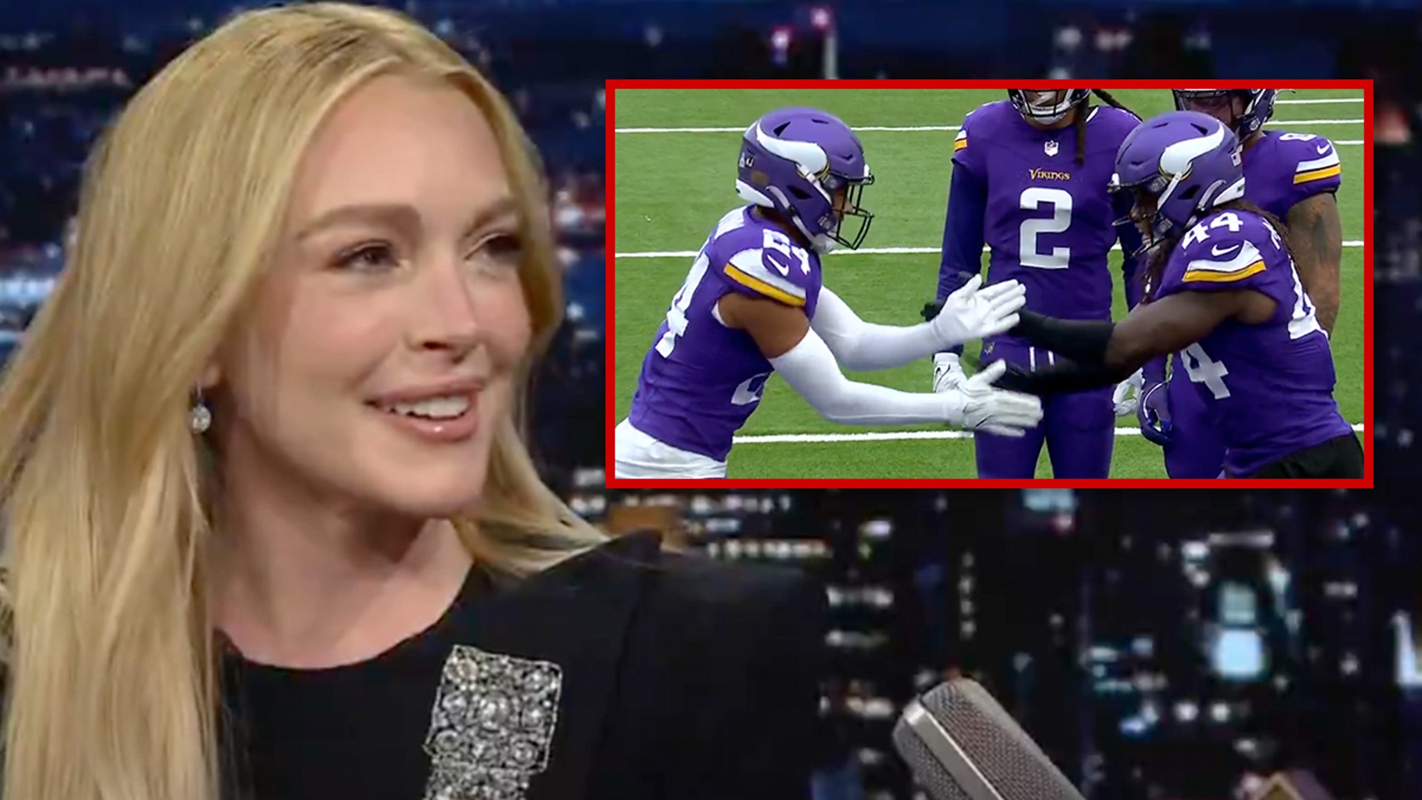 Lindsay Lohan Praises Vikings’ ‘Parent Trap’ INT Celebration, ‘It’s So Cool’