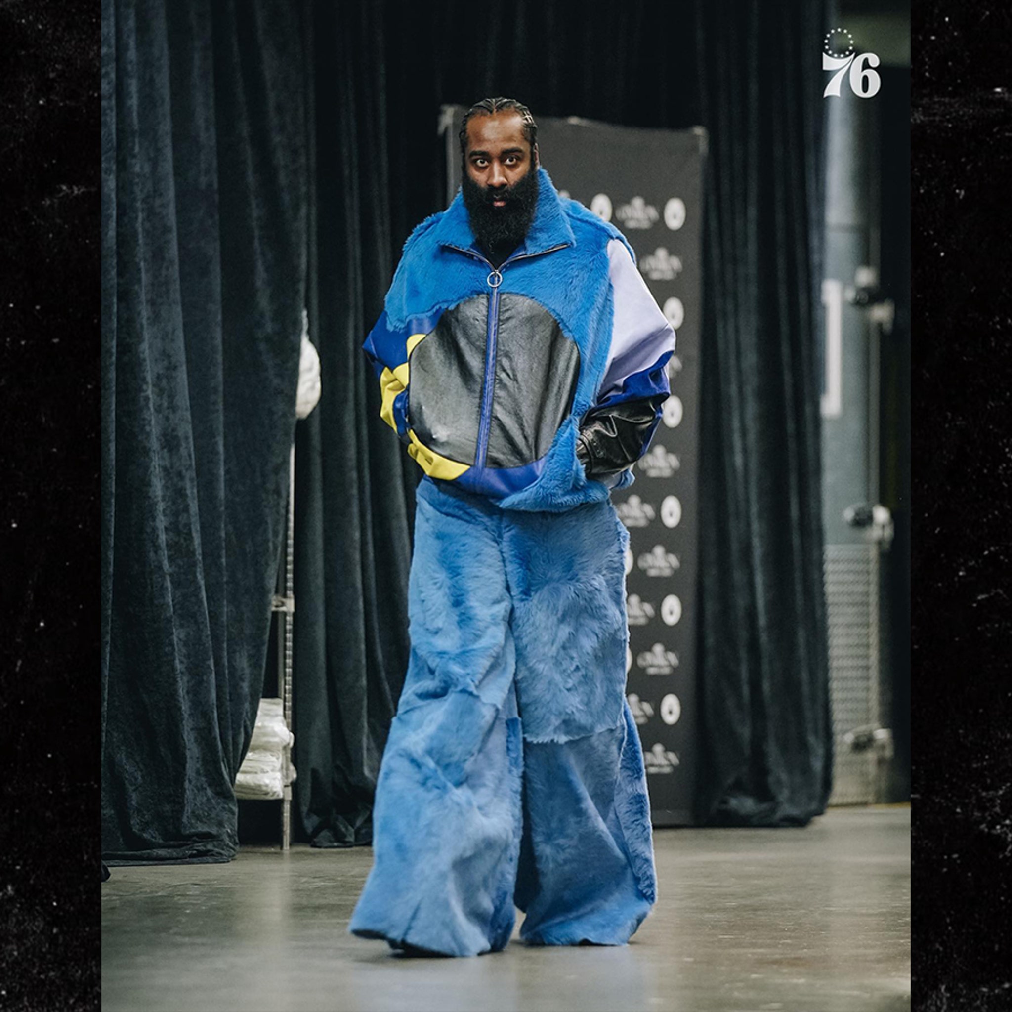 James Harden Pulls Up To Playoff Game In Furry Outfit, What Met Gala?!