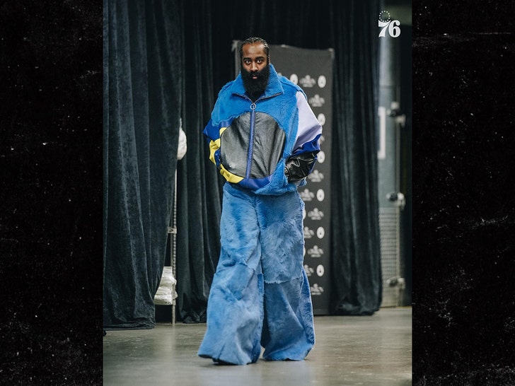 James Harden Bursts With Color in Fuzzy Coat & Slippers at 76ers Game –  Footwear News