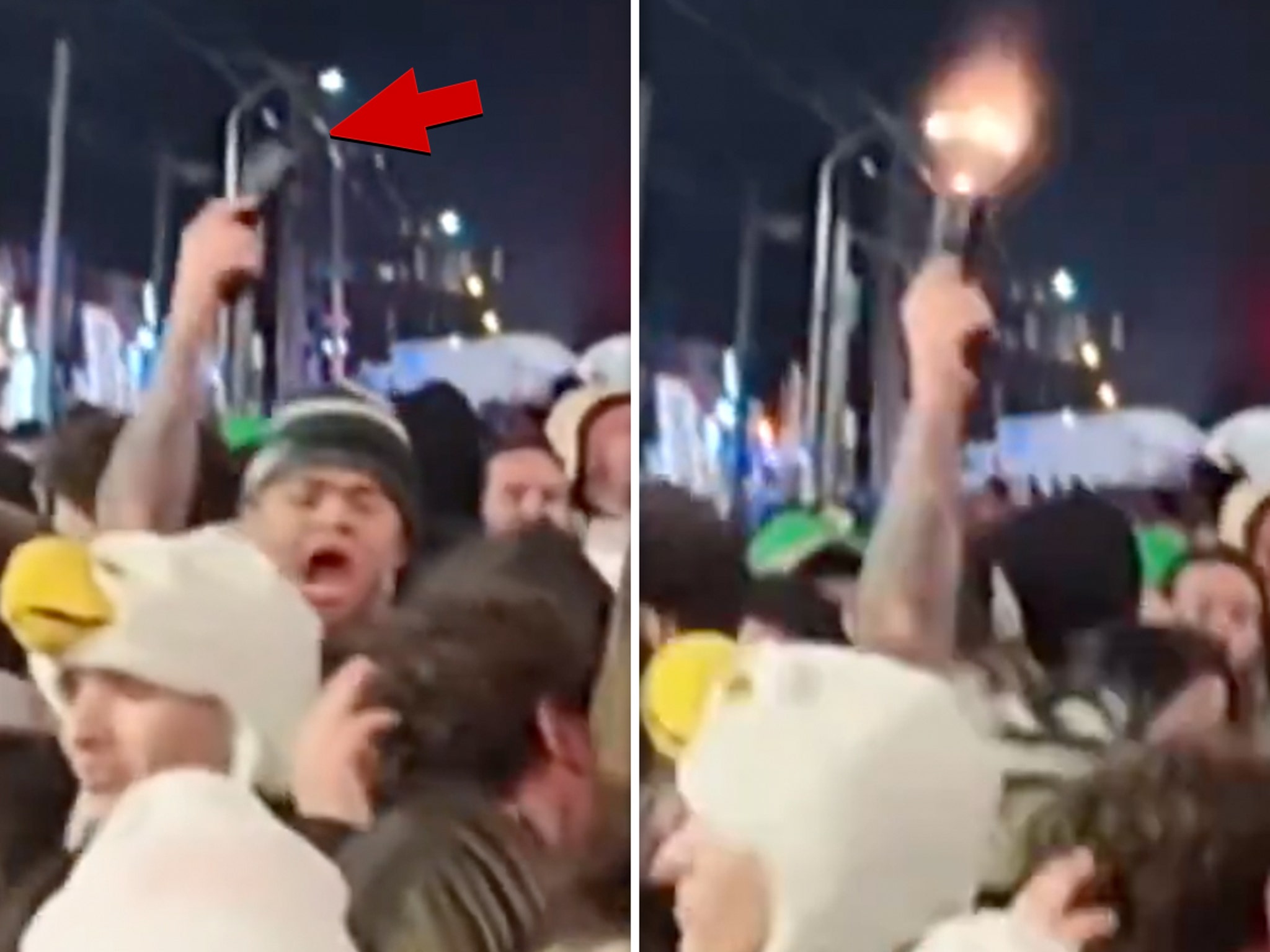 Terrifying moment a gun is fired as Eagles fans celebrate reaching the Super Bowl in chaotic scenes