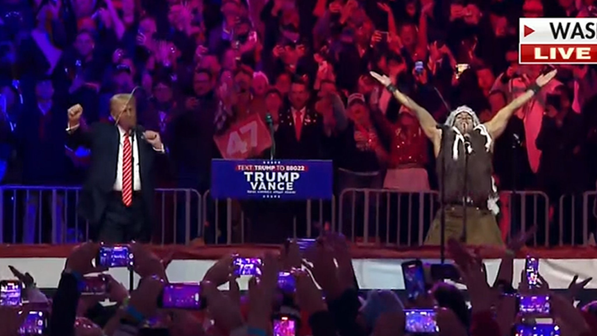 Donald Trump Dances with Village People During Victory Rally