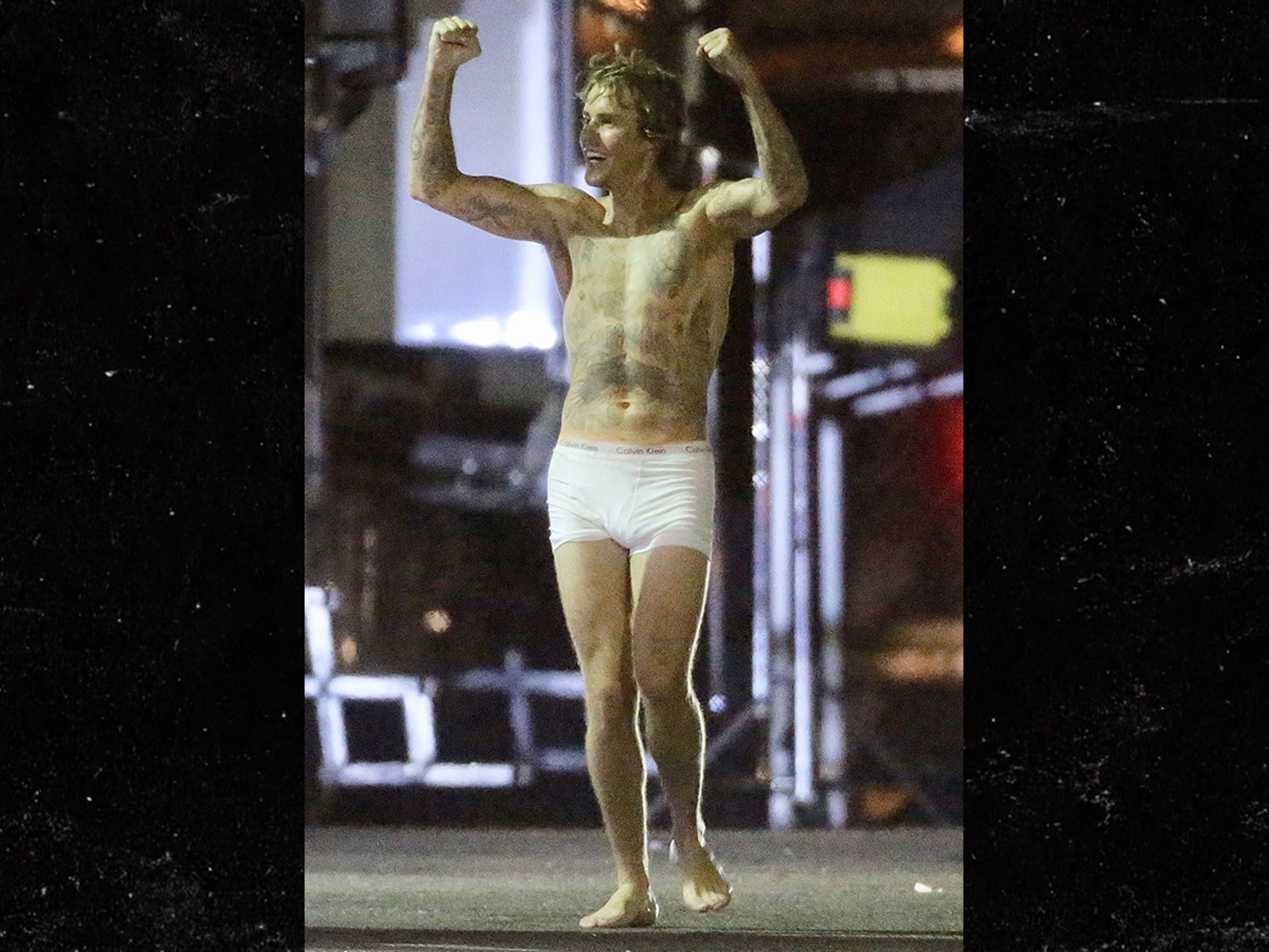 Justin Bieber runs around downtown LA in just his Calvin Klein underwear  after shooting music video all night