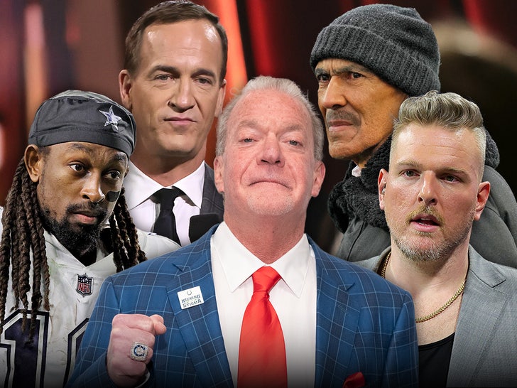 Peyton Manning, pat mcafee, ty hilton, toney dungey, and Jim Irsay  main getty