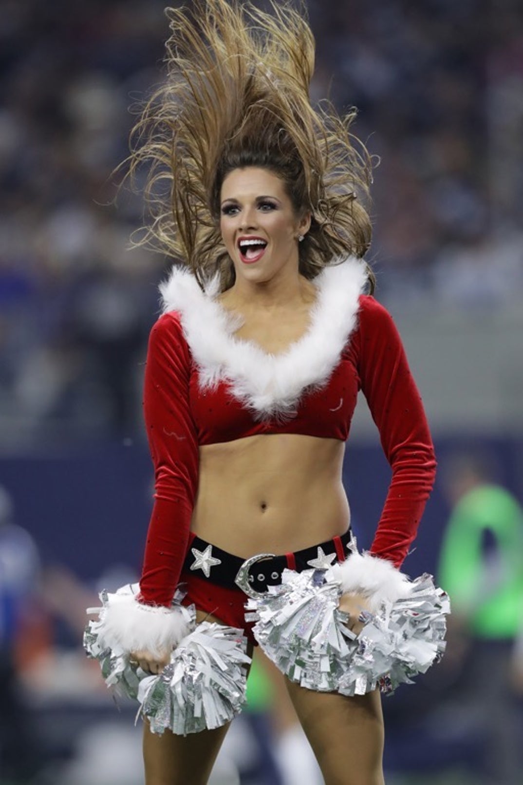 The Dallas Cowboys Cheerleaders in their Santa Suits 