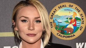 Courtney Stodden with a california state logo getty
