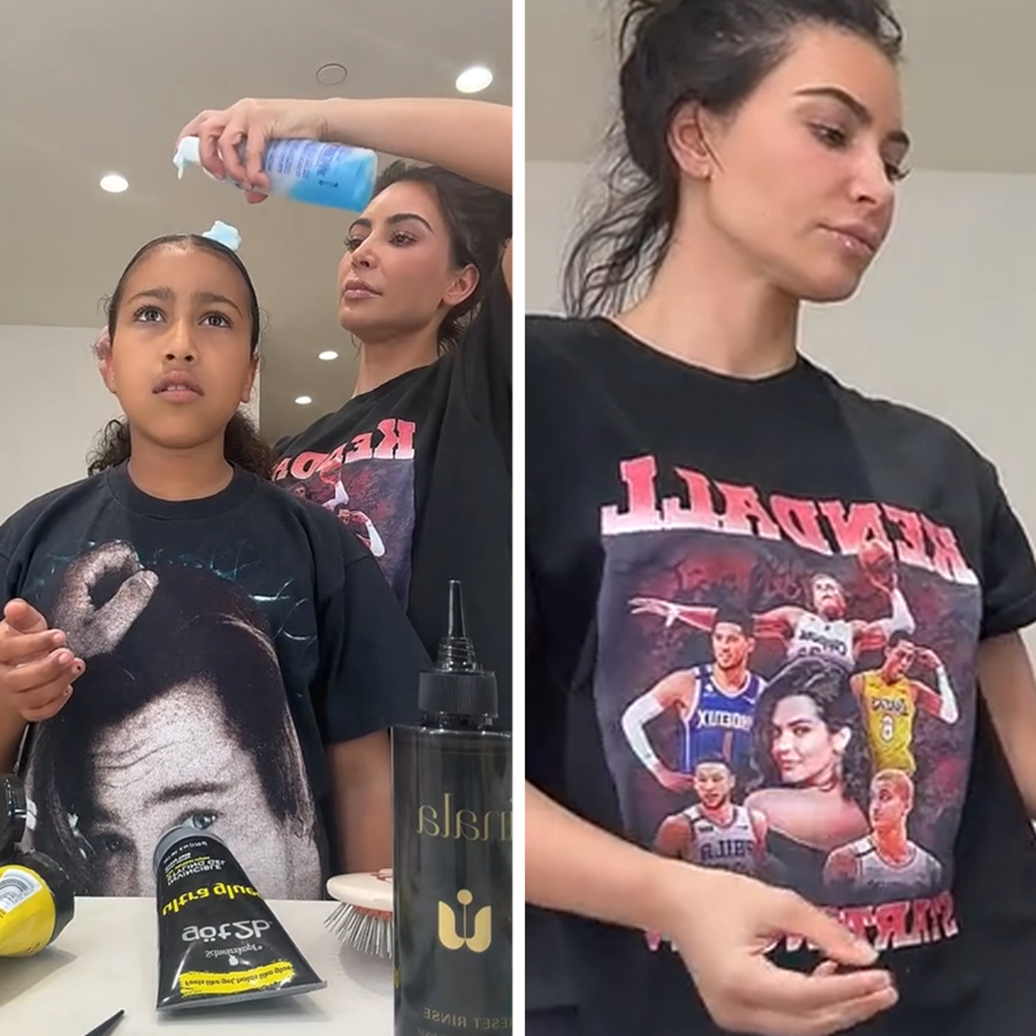 kantsten butiksindehaveren tweet Kim Kardashian Trolls Kendall by Wearing T-Shirt with Her NBA Ex-Boyfriends