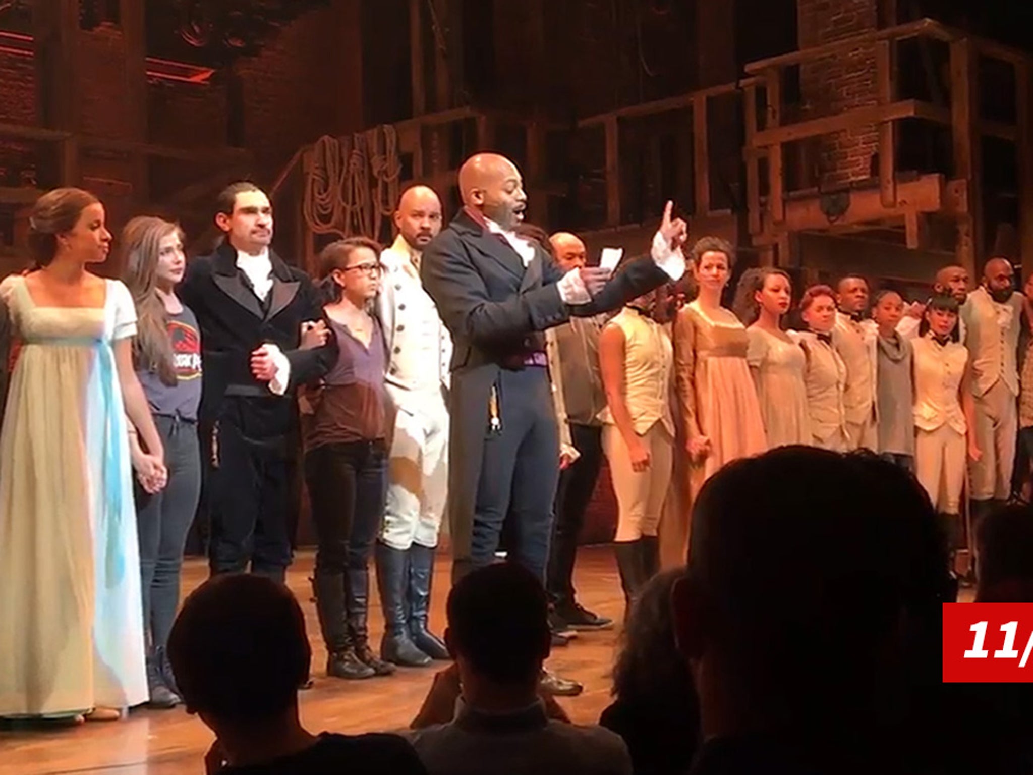 Mike Pence at Hamilton Shots Fired By Fake Aaron Burr