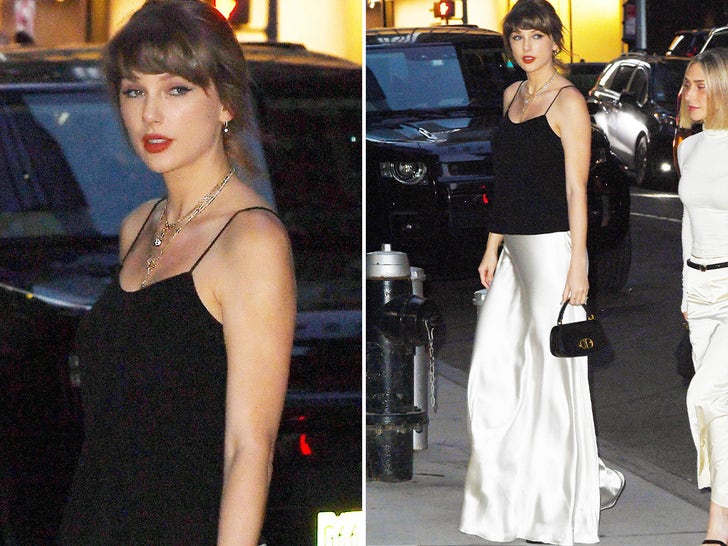 Taylor Swift Hits The Town In Silk Skirt