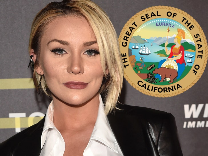 Courtney Stodden with a california state logo getty