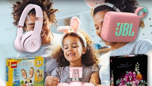 Family Celebrating Easter Surrounded By Easter Basket Deals From Amazon