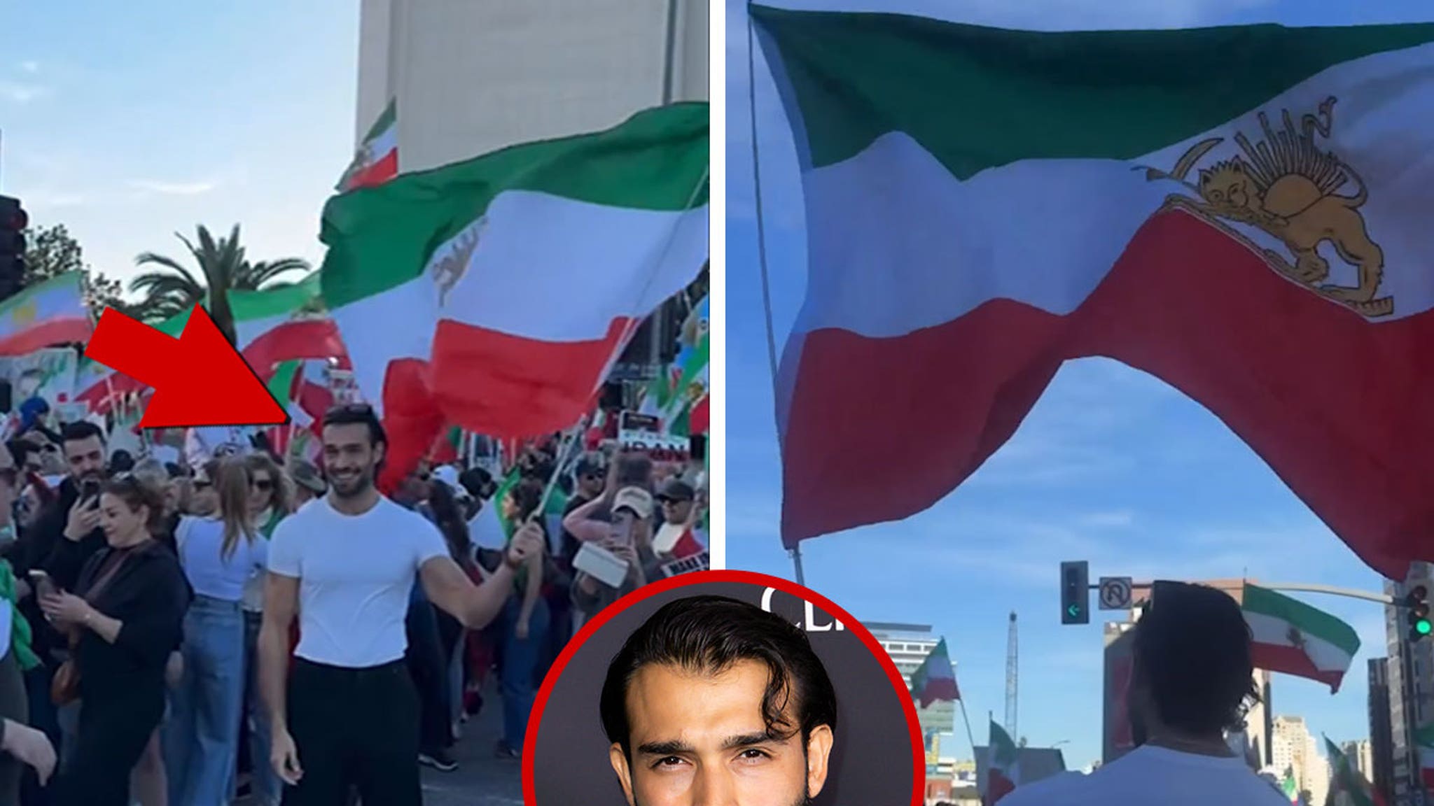 Sam Asghari Proudly Reps Roots, Waves Iranian Flag at L.A. Protest