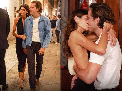 Kaia Gerber and Lewis Pullman backgrid launch