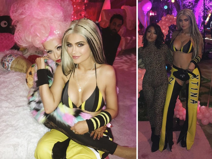 Kylie Jenner Puts on Christina Aguilera Costume to Kiss Christina :: 1211-kylie-xtina-christina-augilera-costume-instagram-3