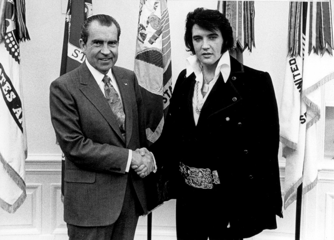 President Richard Nixon meets with Elvis Presley December 21, 1970 at the White House.