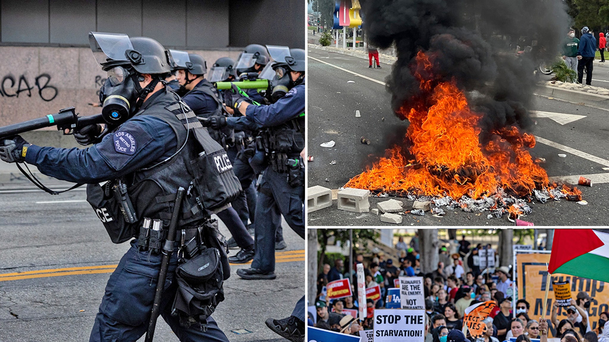 Hundreds of Protesters and Police Clash Over Immigration Issues in L.A.