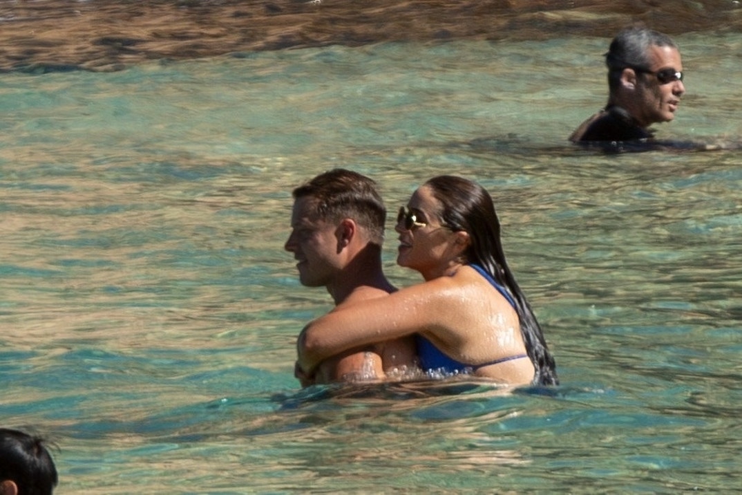 Olivia Culpo Blue Bikini Baby Bump 1