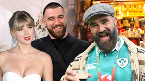 main jason kelce travis kelce taylor swift wedding beer getty
