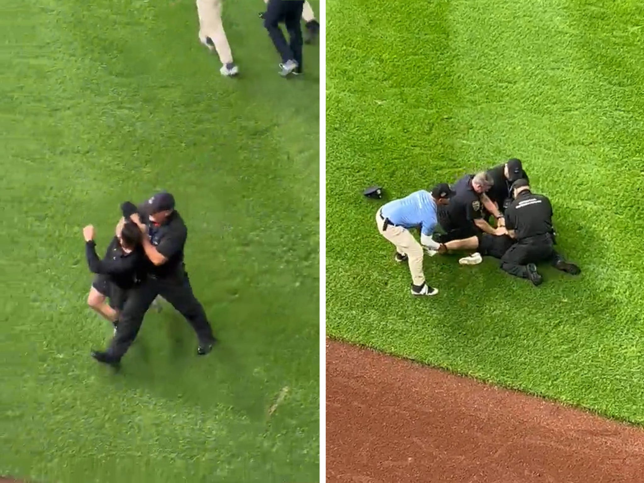 Yankees fans, including some Staten Islanders, were left out in the rain on  Monday night 