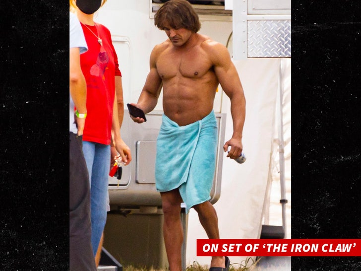 zac efron on the set of The Iron Claw