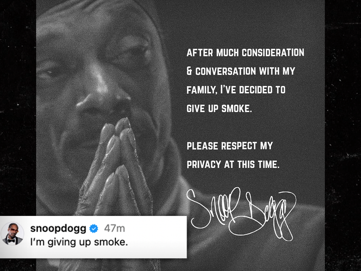 Snoop Dogg Says He's Giving Up Smoking After Consulting With His