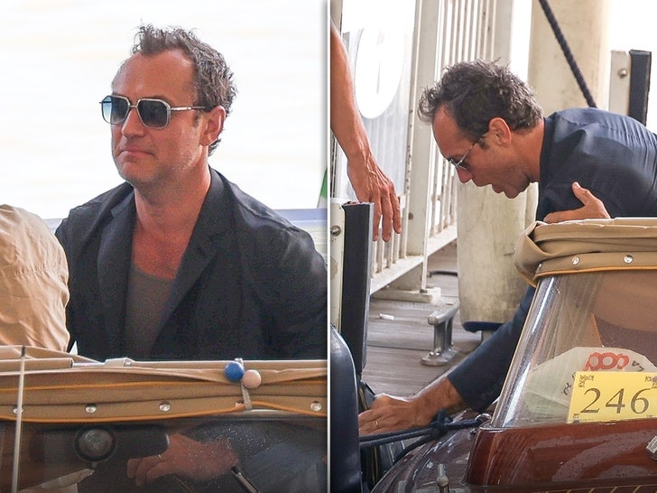 Jude Law Takes a Tumble in Venice, Italy