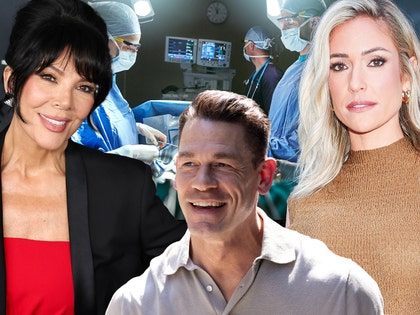 kris jenner, kristin cavallari, and john cena in front of a plastic surgeon getty comp