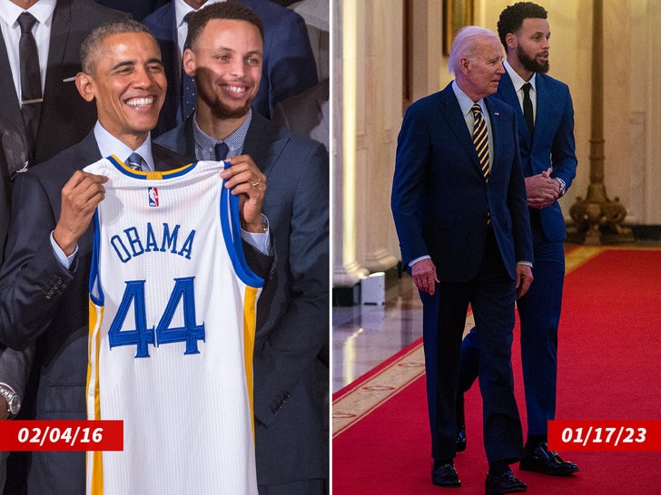 steph curry with presidents side by side