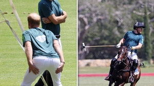 Prince Harry Gets His Stretch On to Play Polo with Meghan Watching
