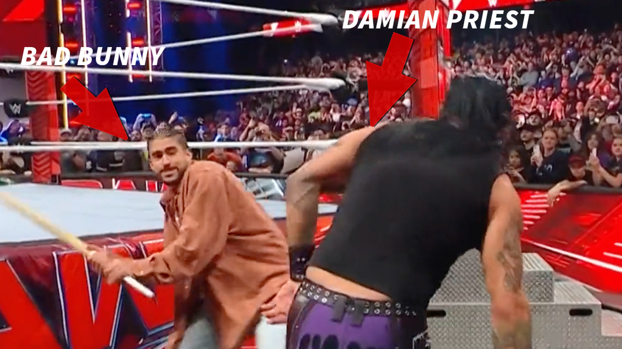 Bad Bunny Attacks WWE’s Damian Priest On Raw, Sets Street Fight At Backlash