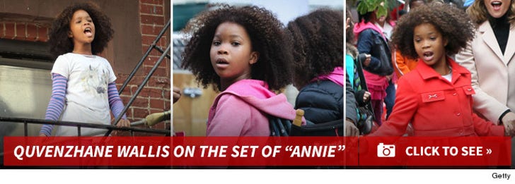 Quvenzhane Wallis on the set of "Annie"