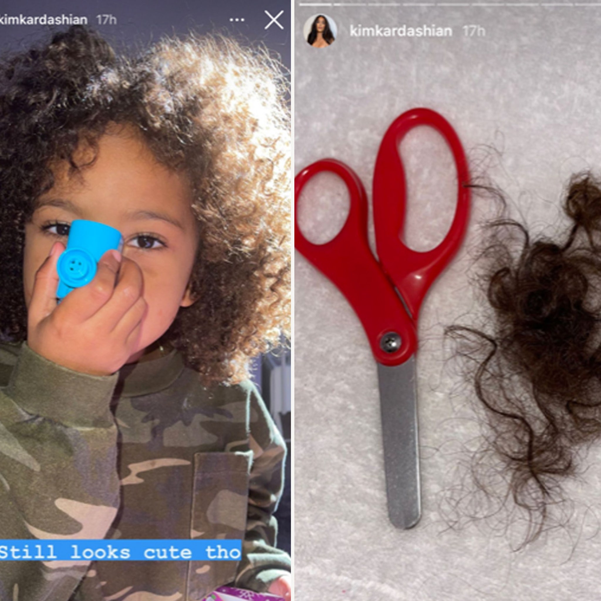 Kim Kardashian S Son Saint Cuts His Own Hair With Kids Scissors