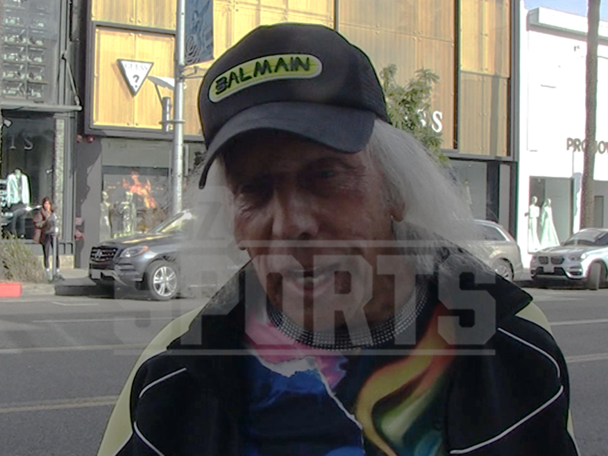 NBA Superfan James F. Goldstein display his jacket outside the