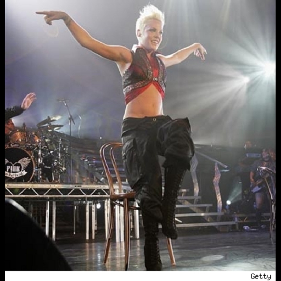 P!NK performs on stage during her 