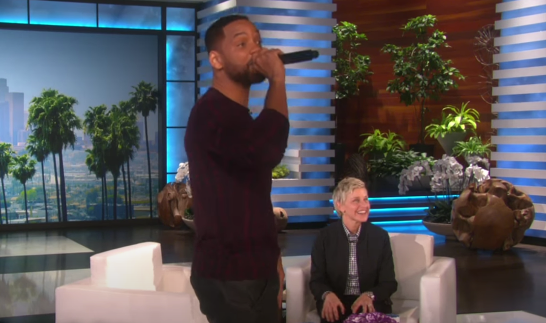 2015 - Will Smith broke out into song while making a guest appearance on Ellen and surprised the audience by rapping the theme song for his show 