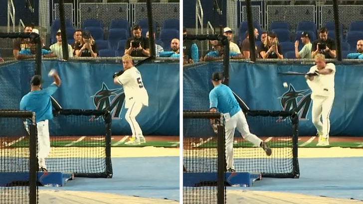 Jake Paul Whiffs Badly During BP At Marlins Game, Redeems Himself With First Pitch.jpg