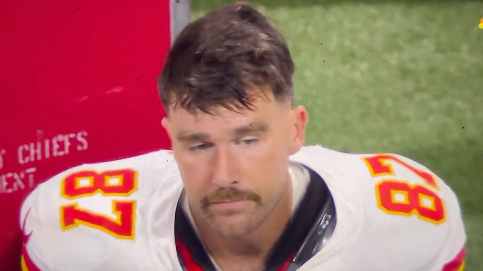 Travis Kelce looks dejected after Taylor Swift misses Chiefs game