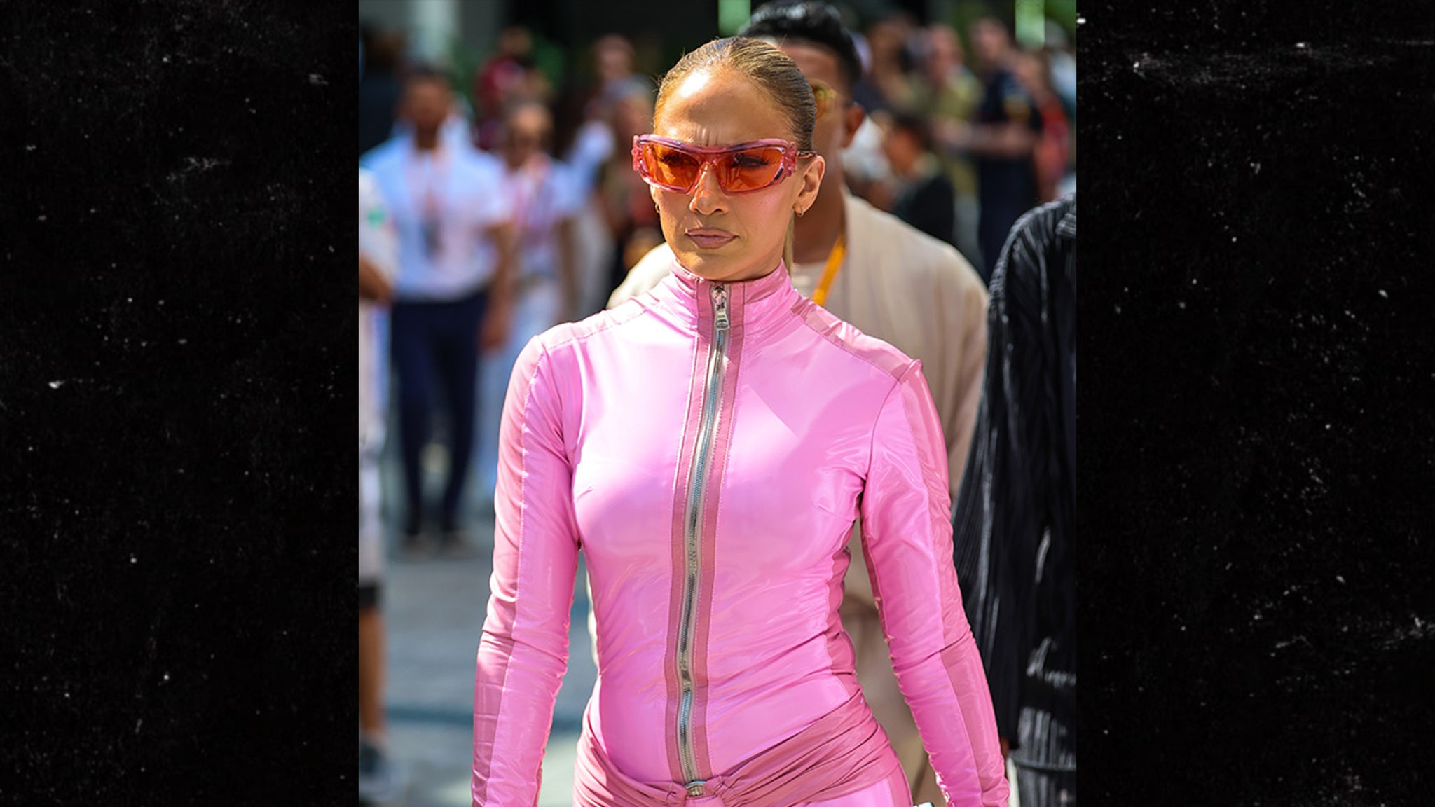 Jennifer Lopez Stuns in Sexy Pink Catsuit at F1 Grand Prix