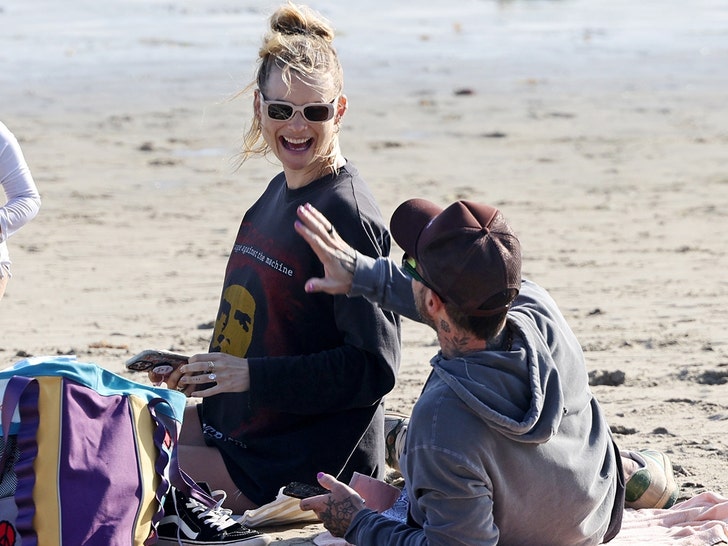 Adam Levine and Behati Prinsloo have a family beach day in Montecito, California