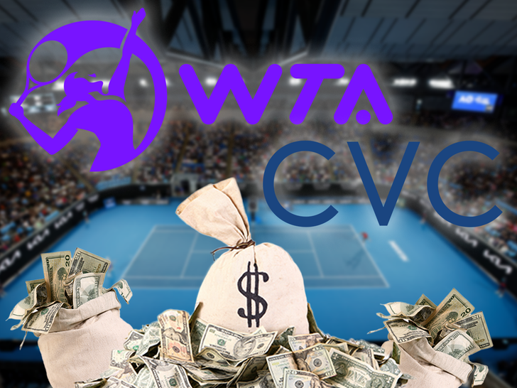WTA logo and CVC logo with a tennis court