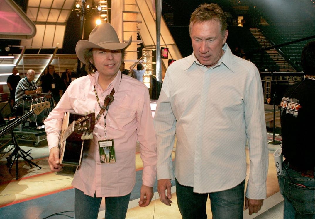 2006 - Dwight Yoakam (L) and Buddy Alan Owens, son of Buck Owens (R) onstage for the Buck Owens tribute.