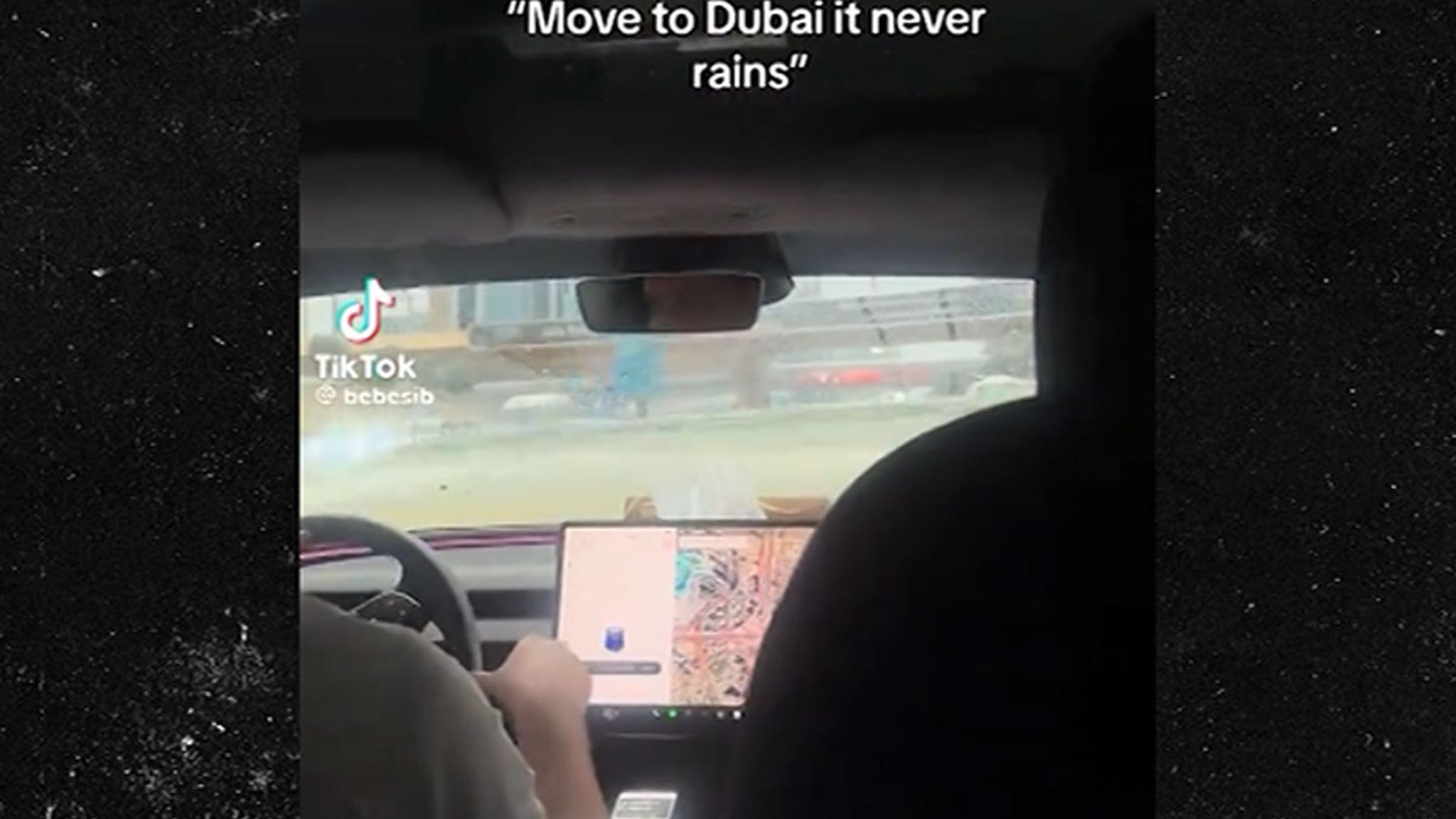 Tesla Nearly Submerged Underwater While Driving Through Dubai Floods