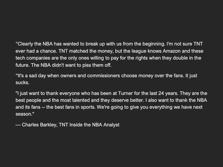 charles barkley statement tnt insta